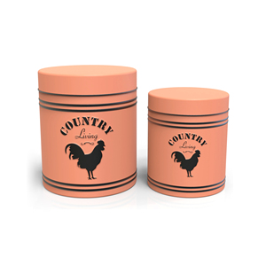Country Living Metal Food Storage Containers Cylinder Shape Airtight Kitchen <b>Spice</b> <b>Jars</b> with Rooster Design - Product Image 1