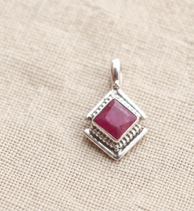 925 Sterling Silver <b>Square</b> Ruby Gemstone Pendant Handmade Beaded <b>Frame</b> Necklace Charm Women Jewelry Rose Gold Yellow Gold Plated - Product Image 5