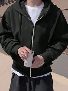 Sudadera con Capucha Corta Informal para Hombre, Corte Regular, Doble Cremallera, Forro Polar Ecológico, Invierno, 100% Algodón - Product Image 3