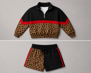 Sudadera Corta con Capucha y Media Cremallera Personalizada con Conjunto de Pantalones Cortos a Juego, Venta al por Mayor, Fabricante OEM ODM, Proveedor de Ropa Deportiva de Marca Privada - Product Image 1