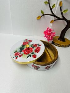 Boîte de rangement artisanale en bois pour roti et chapati avec couvercle émaillé anti-humidité, boîte à pain ronde, organisateur de cuisine - Product Image 2