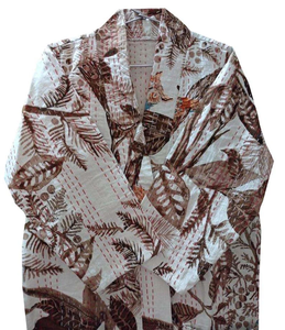 Bata Kimono de Algodón 100% para Mujer, Tejida con Estampado de Bloques y Diseño de Dibujos Animados, Hecha a Mano, Cuello en V, Cintura Elástica, Largo hasta la Rodilla/Completamente Larga, de Naaz Textile - Product Image 1