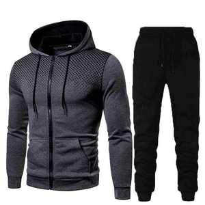 Ensemble de survêtement OEM respirant pour homme avec sweat à capuche zippé, personnalisable avec logo, pour loisirs - Product Image 3