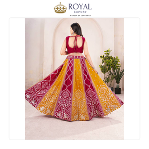 La mejor oferta en Lehenga Choli de diseño llamativo y calidad estándar, hecho de seda con lentejuelas y bordados con hilo. - Product Image 6