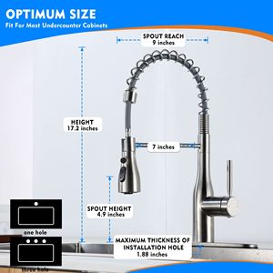 Single Handle Pull-Down Spring Neck Sprayer Kitchen Faucet with <b>Deck</b> Plate Basin Faucets Product - Product Image 5
