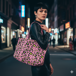 Sac fourre-tout en coton matelassé imprimé léopard avec poignées robustes, réutilisable, grande capacité, pliable, pour femmes, shopping et voyage - Product Image 2