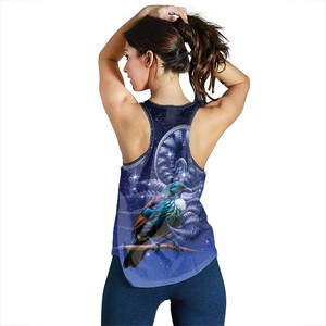 Camiseta sin mangas para mujer con apliques florales de pájaro azul, cuello redondo, transpirable, de poliéster tejido, estilo casual, longitud regular, sublimación - Product Image 5