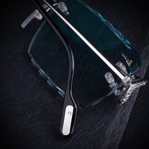 Rimless Lightweight Rectangle Diamond Cut Sunglasses Gradient Lens Eyeglasses <b>Frame</b> Fashion Unisex Outdoor Streetwear - Product Image 4