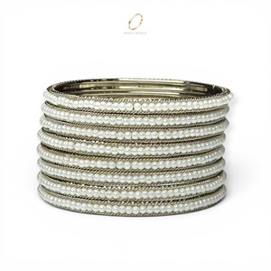 Ensemble de bracelets minimalistes en argent plaqué argent avec perles, style américain, pour femmes, bijoux de mariage indiens haut de gamme, prix de gros - Product Image 3