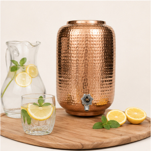Tanque de Agua de Cobre con Diseño Martillado de Primera Calidad, Decoración de Cocina de Lujo, Matka de Cobre con Soporte y Tapa, Dispensador de Bebidas de Cobre Puro - Product Image 2