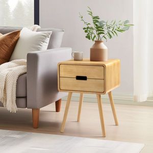 Comodino in Legno Massello con Cassetto e Gambe, Tavolino Versatile per Soggiorno e Camera da Letto, Utilizzabile come Mobiletto o Supporto - Product Image 2