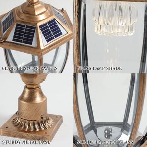 Lámpara Solar LED de 20 Pulgadas de Alto, Diseño Elegante de Vidrio Vintage para Jardines, Caminos, Patios y Terrazas - Product Image 5