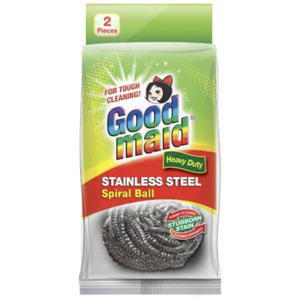 Éponge en spirale en acier inoxydable Goodmaid, robuste, avec poignée ergonomique pour un nettoyage intensif, usage domestique, lot de 2, Malaisie - Product Image 1