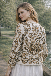 Chaqueta de Invierno para Mujer con Diseño Suzani Bordado a Mano, Tela Blanca, Regalo para Damas de Honor o Ropa de Mujer, Venta al Por Mayor OEM ODM - Product Image 3