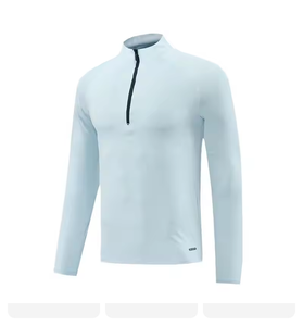 เสื้อแจ็คเก็ตวิ่งผู้ชายแขนยาวไร้ตะเข็บสำหรับออกกำลังกาย ป้องกันแสงแดด ซิปครึ่งตัว แห้งเร็ว กันลม ยืดได้สี่ทิศทาง - Product Image 2