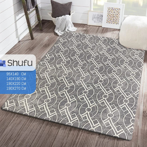 Tapis moderne en polyester Shufu, motif abstrait, écologique, antidérapant, anti-allergique, facile à nettoyer, pour salon - Product Image 1