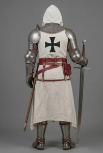 Armadura de Caballero Templario Blanca, Traje Gótico de Cruzado, Disfraz de Caballero Usable, Armadura con Cruz Negra, Set de Regalo Medieval - Product Image 3