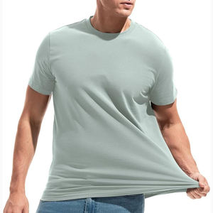 เสื้อยืดคอกลมแขนสั้นสีเขียวอ่อนสำหรับผู้ชาย ผ้าฝ้ายเจอร์ซีย์ 100% ทรงปกติ สีพื้น สไตล์ลำลอง ระบายอากาศได้ดี ผ้าถัก - Product Image 1