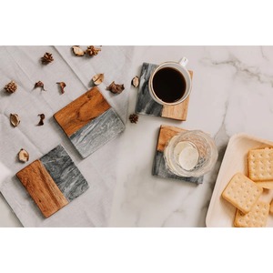 Premium Natural Wooden <b>Coaster</b> <b>Set</b> Heat Resistant Drink Mats for Home Office and Restaurant at Best Price - Product Image 4