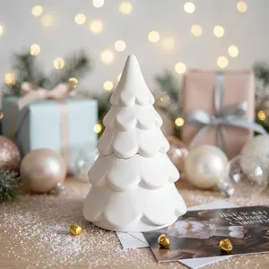 Handmade Collection White Resin Pine Shape Christmas <b>Tree</b> Small Indoor Tabletop Decor Durable Modern Style Eco-Friendly - Product Image 4