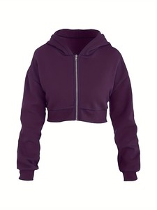 Sudadera con Capucha y Forro, Diseño Moderno, Corte Recortado, Manga Larga, para Primavera, Otoño e Invierno - Product Image 3