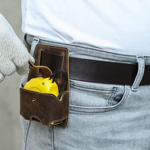 Porte-mètre ruban en cuir fait main, pochette de ceinture portable pour outils, idéal pour charpentier, électricien, ouvrier du bâtiment, à prix réduit - Product Image 2