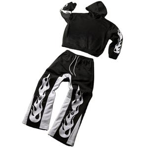 Chándales negros para hombre de precio responsable, ropa de calle transpirable de algodón 100%, chándales únicos de dos piezas con estampado personalizado informal - Product Image 3