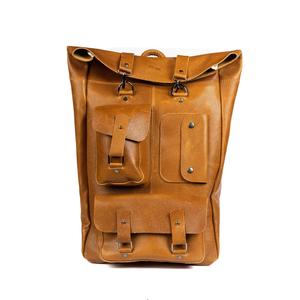 Vintage Leather <b>Roll</b> Top <b>Backpack</b> Crazy Horse Cowhide Travel Bag Mens Large Capacity Laptop Rucksack 15.6 LTBP-0053 - Product Image 1