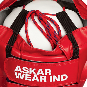 Askar Wear Ind <b>Boxing</b> <b>Headgear</b> Red Cowhide Leather Protective Training Gear - Product Image 4