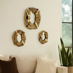 Ensemble de sculptures murales géométriques abstraites en laiton, forme irrégulière moderne, décoration intérieure, accent décoratif pour salon, lot multi-pièces - Product Image 4