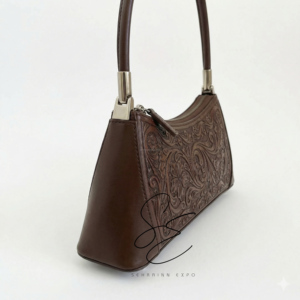 Bolso de Hombro de Cuero Genuino Repujado Vintage para Mujer, Bolso de Mano con Asa Superior y Diseño Floral, Bolsos de Diseñador Personalizados de Boutique - Product Image 4