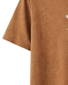 เสื้อยืดผู้หญิงสีน้ำตาลอูฐ ปักลายดอกไม้ ผ้าฝ้ายเนื้อนุ่ม คอกลม แขนสั้น สวมใส่สบาย เหมาะสำหรับฤดูร้อน น้ำหนักเบา - Product Image 6