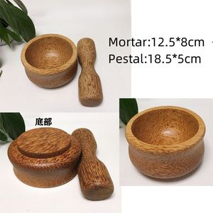 Handmade Brown Natural Mango Wood Mortar and Pestle <b>Grinder</b> Round Kitchen Tool for <b>Herbs</b> and Spices - Product Image 6