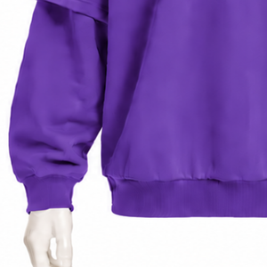 Purple Double Layer <b>Hoodie</b> Oversized <b>Short</b> <b>Sleeve</b> Overlay Long <b>Sleeve</b> Pullover Vintage Streetwear Loose Fit Hooded Sweatshirt - Product Image 5