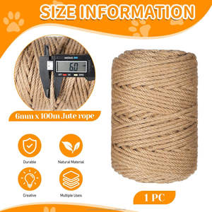 Ficelle en jute naturelle 100% écologique 1/4 (6 mm) x 328 pieds (100 mètres) 4 brins pour le tricot à la main, le tissage, l'artisanat, le jardinage, les cadeaux - Product Image 5