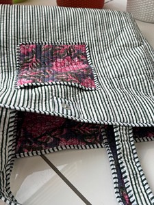 Sac fourre-tout réversible en coton matelassé imprimé à la main, grand format, orange et rose, sacs à bandoulière faits à la main pour les voyages - Product Image 5