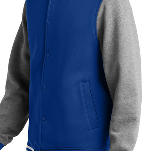 Chaqueta Varsity Azul Gris para Hombre, Corte Regular, Cuello Camisero, Tejido de Poliéster y Algodón, Ropa Exterior Informal para Otoño - Product Image 6