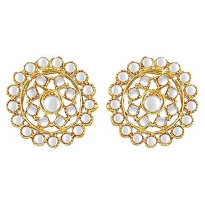 Rose Gold Plated Flower <b>Pearl</b> Crystal Necklace Earring Headpiece <b>Set</b> Women's Trendy Wedding <b>Jewelry</b> Alloy Imitation <b>Pearl</b> - Product Image 4