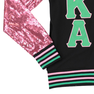 AKA <b>Sequin</b> Cardigan Black Pink Sorority Button Up Sweater Glitter Sleeve Fashion <b>Jacket</b> Women Stylish Trendy Outfit - Product Image 5