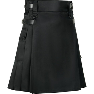 Nouveau modèle 2026 : Kilt utilitaire robuste en jean de coton pour homme, avec surpiqûres renforcées et fermeture à boutons-pression ajustable - Product Image 3