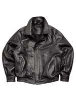Blouson Bomber Unisexe Oversize en Cuir de Mouton Véritable Fait Main Style Café Racer, Fermeture Éclair Noire Vintage, Col Montant, Marque Privée OEM