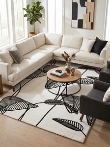 Alfombra Moderna Hecha a Mano con Mechones de Lana |   Alfombra con Diseño de Hojas Abstractas |   Alfombra de Lujo Personalizada para Sala de Estar |   Venta al por Mayor de Productos de Calidad para Exportación - Product Image 5