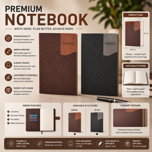 Carnet A5 en cuir PU de qualité supérieure avec porte-cartes gaufré, design fin, portable, idéal pour les voyages quotidiens et le bureau - Product Image 6