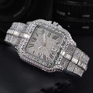 Montre de luxe en moissanite pour homme, montre-bracelet à quartz analogique avec finition élégante, idéale pour un cadeau et un usage quotidien - Product Image 4