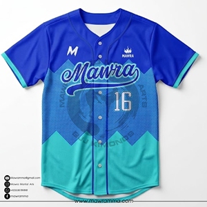 Camiseta de Béisbol Geométrica MAWRA Personalizada, Uniforme de Equipo Sublimado, Ropa Deportiva Transpirable Azul Turquesa para Hombre y Mujer, Camiseta Personalizada - Product Image 3