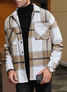 Mens Flannel Plaid Shirt <b>Jacket</b> with Pockets Camp <b>Fleece</b> <b>Lined</b> Shirt Winter Coats Thick Outwear Winter Men Plaid Flannel Shirts - Product Image 5