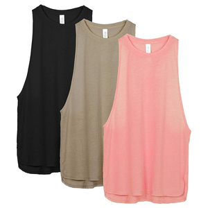 Lot de 3 débardeurs amples sans manches pour femme – Noir, beige, rose – T-shirt fluide en coton et 5 % élasthanne haute élasticité - Product Image 1