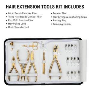 Kit d'outils professionnels pour extensions de cheveux en acier inoxydable de qualité chirurgicale, pince à sertir plate en acier inoxydable de qualité chirurgicale - Product Image 4