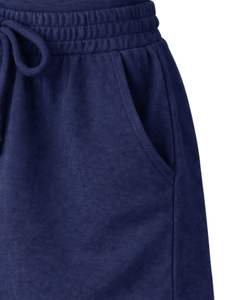 Ensemble décontracté deux pièces pour femme : débardeur court côtelé et short à cordon de serrage bleu marine avec broderie cerise, personnalisable - Product Image 6