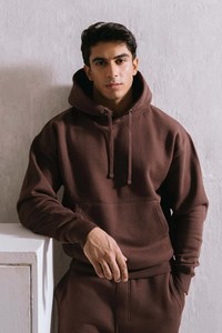 Ensemble de survêtement unisexe marron à capuche imprimé 100 % coton couleur unie décontracté coupe régulière longueur intégrale pour l'hiver streetwear - Product Image 4